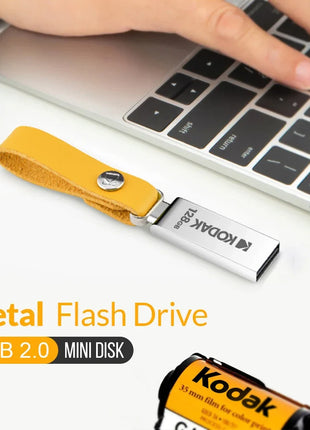 Chiavetta USB 2.0 KODAK 128 GB 64 GB Pendrive 32 GB Chiavetta di memoria in metallo con cinturino in pelle Penna Chiavetta USB per Micro PC