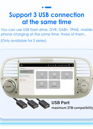 Hizpo 7 Inch 8 Core Car Radio Stereo for FIAT 500 2007-2015 GPS 2din Autoradio CarPlay Android 13 Auto Navigation Head Unit Wifi - Riparo82