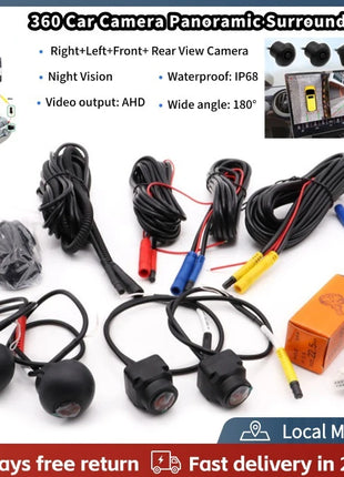 360 Car Camera Panoramic Surround View 1080P AHD Right+Left+Front+ Rear View Camera System for Android Auto Radio Night Vision - Riparo82