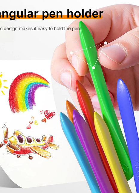 12/18/24/36 Colors Non-dirty Hand Plastic Crayons Washable and Erasable Color Crayons Children’s Painting School Office Supplies - Riparo82