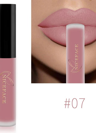 NICEFACE Nude Liquid Lipstick Ultra Matte Velvet Long Lasting Women Beauty Red Nonstick Cup Waterproof Lip Gloss Lips Cosmetics - Riparo82