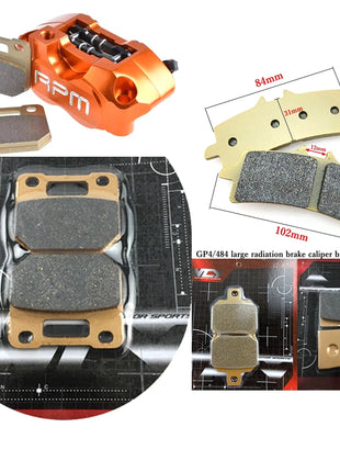 Pastiglie freno sinterizzate in metallo rame ad alte prestazioni per moto per pinza freno di montaggio Adelin/Rpm/Frando/Brembo 82/84/40/100mm