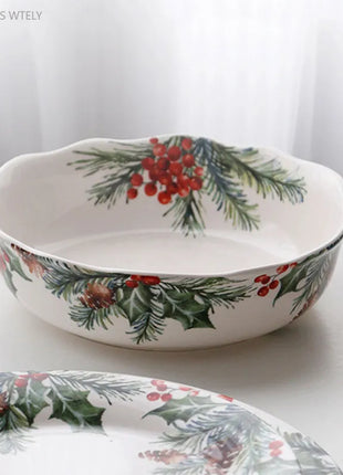 1PC Piatti in ceramica da cucina creativi Squisita stoviglie natalizie Piatti da bistecca per insalata di pasta Piatti in ceramica di alta qualità - riparo82