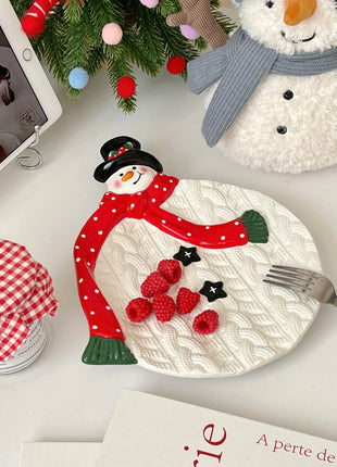 Piatto pupazzo di neve di Natale, piatto da dessert in ceramica, regalo di Natale, piatto creativo e carino - riparo82