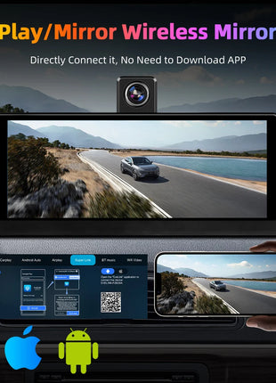 10.26" 4K Dash Cam Carplay Android Auto GPS 5G WIFI FM BT Car Dvr 350 ° Rotation Dual Lens Dashcam Truck Camera Drive Recorder - Riparo82