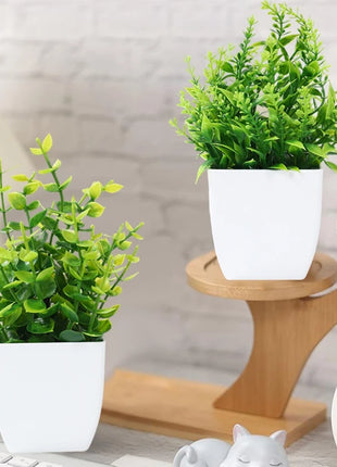 Artificial Plants Potted Green Bonsai Small Tree Grass Plant Pot Ornament Fake Flower for Home Garden Decor Wedding Party Decor