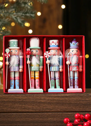 3/4/5 pezzi ornamenti natalizi schiaccianoci figure schiaccianoci in legno marionetta soldato per decorazioni pendenti per albero di Natale - riparo82