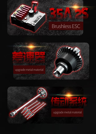 Teeggi 16101 /16102 PRO 1:16 Auto RC ad alta velocità con luce LED Drift 70KM/H 4WD RC Off-Road Car Monster Truck Giocattolo per i regali del capretto