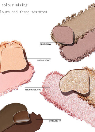 Little Ondine Four Colour Eye Shadow Undercover Powder Palette Highlighting Natural Nudes Korean Makeup Glitter Eyeshadow - Riparo82