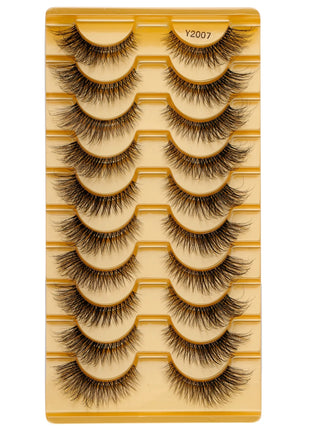 10 Pairs Faux Mink Eyelashes Handmade Natural False Eyelashes Soft Cross Messy Eye 3D Curly Eyelashes Extension Makeup Tools - Riparo82