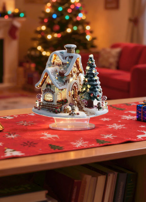 Ornamento acrilico della casa delle nevi delle luci di Natale 2D, decorazione del desktop del modello della casa delle nevi invernali squisito acrilico 2D, decorazioni natalizie