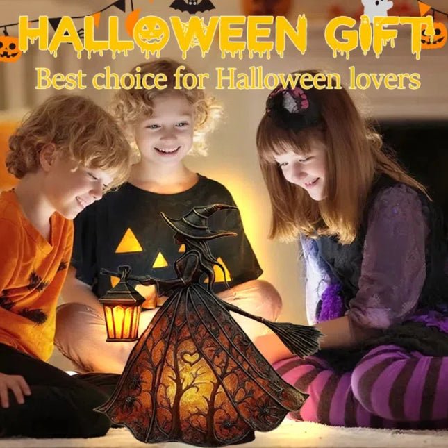 Halloween Witch Lamp Light with Glow-in-The-Dark Figurine for Bedroom Spooky Halloween Decor Indoor & Outdoor Halloween Decor