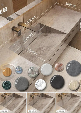 Set da toeletta in pietra senza cuciture, mobiletto da bagno con lavabo monopezzo, lavabo singolo e doppio, resistente alle macchie e durevole, personalizzabile