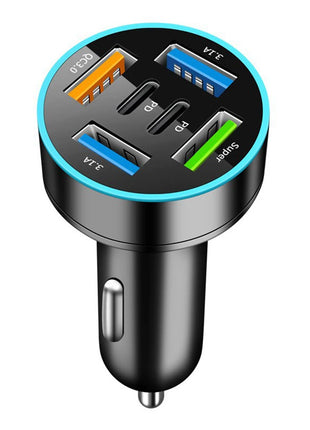 250W 5 Ports Car Charger Fast Charging PD QC3.0 USB C Car Phone Charger Adapter With Voltage For iPhone Samsung Huawei Xiaomi - Riparo82