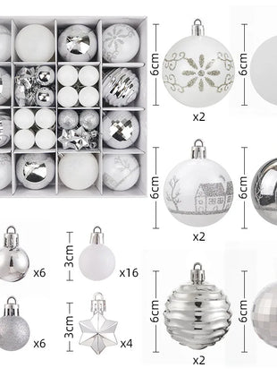 Nuovi 42 set di decorazioni natalizie Palline verniciate elettrolitiche, palline di plastica, decorazioni per finestre, pendenti per albero di Natale - riparo82