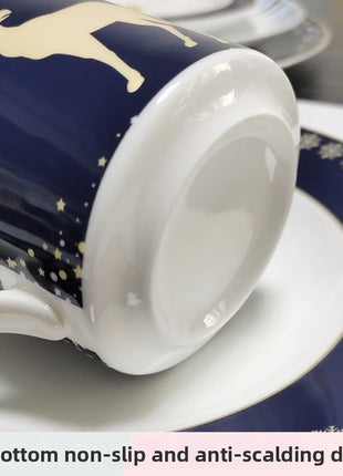 Set di stoviglie in porcellana di cervo nordico Ins per la casa, hotel, bistecche, piatti da dessert, tazze, decorazione per la disposizione degli alimenti occidentali, regalo di Natale - riparo82