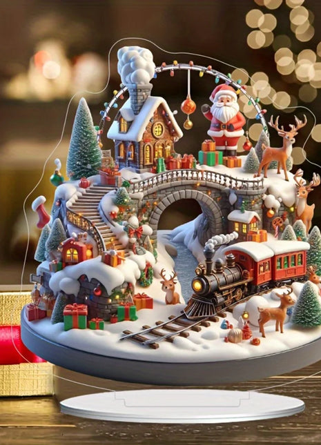 Giostra Parco di Natale Lodge 2d Acrilico Desktop Ornament Festival Ornamenti Decorazione della casa 2025 Natale Navidad Party Supplies - riparo82