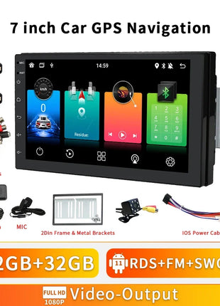 2G+32G 7 Inch Autoradio Carplay 1 Din Android Auto Car Radio GPS for Universal Stereo Multimedia Player Navigation Head Unit RDS