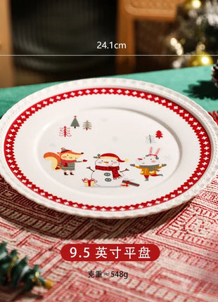 Posate natalizie Simpatico piatto Dim Sum in ceramica Piatto alimentare occidentale Regalo di Natale creativo - riparo82