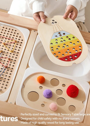 Tavolo sensoriale Montessori per bambini Vassoio sensoriale in legno per bambini Giocattoli per l'educazione precoce del bambino Apprendimento del bordo del movimento fine Regalo - riparo82