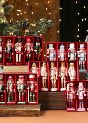 3/4/5 pezzi ornamenti natalizi schiaccianoci figure schiaccianoci in legno marionetta soldato per decorazioni pendenti per albero di Natale - riparo82