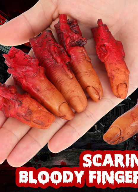 10pcs Fake Fingers Realistic Severed Horror Prank Scary Lifelike Bloody Halloween Props Haunted House Party Supplies Dark Red - Riparo82