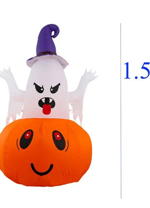 Halloween 1.5m Inflatable Luminous Decoration White Ghost Hat Pumpkin Built-in LED Light Ghost Christmas Outdoor Indoor Ornament - Riparo82
