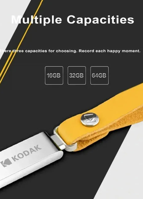 KODAK USB 2.0 Flash Drive 128GB 64GB 32GB Pen Drive impermeabile Mini Memory Stick in pelle metallo U Disk