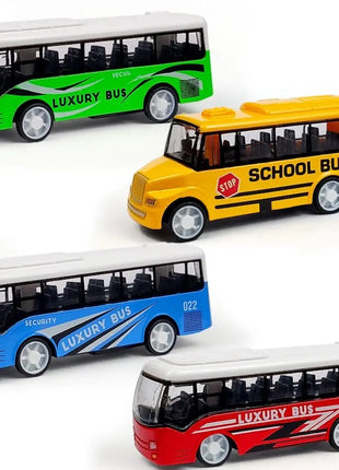 Ornamenti a forma di autobus ad alta imitazione Regalo per bambini di alta qualità Hobby Modello di autobus in lega Giocattoli di autobus estesi Tirare indietro il modello di veicolo - riparo82