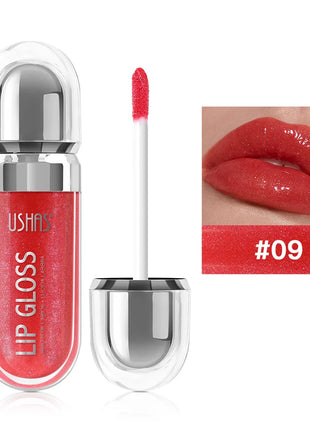 USHAS 12 colors mirror fine flash liquid lipstick pearlescent color waterproof sweatproof non-stick cup lip gloss - Riparo82