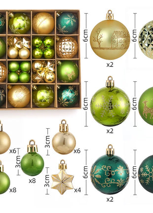 Nuovi 42 set di decorazioni natalizie Palline verniciate elettrolitiche, palline di plastica, decorazioni per finestre, pendenti per albero di Natale - riparo82