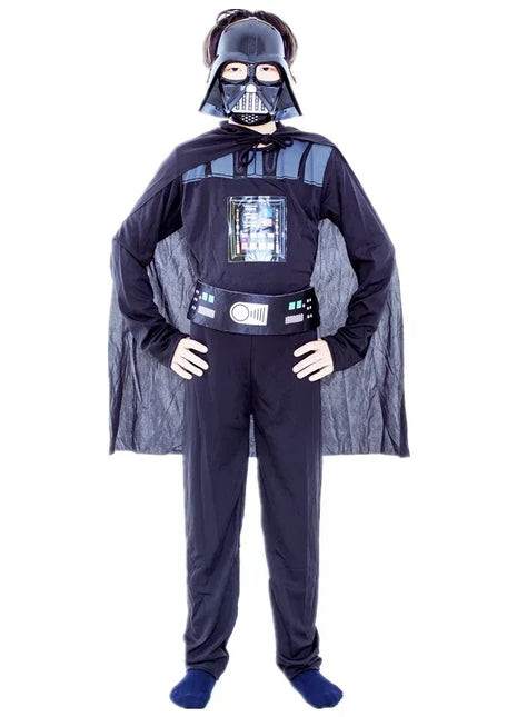 Costume da maschera per film classico da ragazzo stampato cartone animato Darth Vader mantello armatura tutina costume cosplay fantasia per bambini di Halloween