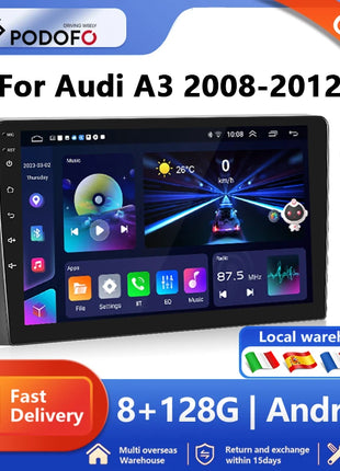 Podofo Android Carplay Car Radio For Audi A3 8P S3 RS3 Sportback 2003-2012 Android Auto 4G Multimedia Navigation autoradio DSP - Riparo82