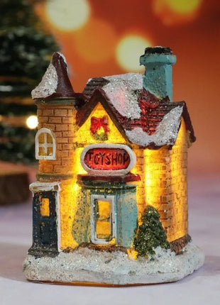 Natale Nuove decorazioni natalizie Piccola casa in resina Micro paesaggio Casa in resina Piccoli ornamenti Regali di Natale