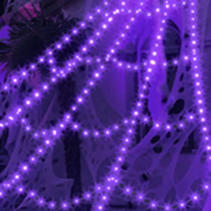 Practical 8 Modes Halloween Spider Web Lights Glow 250 LEDs LED Spider Net Hanging 5m Scary Giant Spider Haunted House