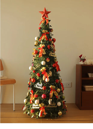 Albero di Natale incandescente Decorazione per albero di Natale artificiale pieghevole Ornamento natalizio floccato per esposizione spaziosa del festival del centro commerciale