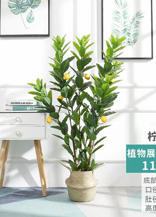 Simulation Green Plant Simulation Lemon Tree Pot Large Green Plant Bonsai Shopping Mall Restaurant Decoration on The Ground
