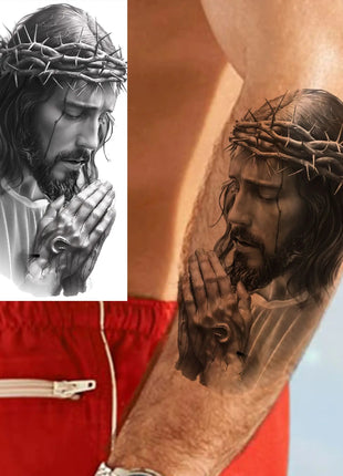 1 Sheet Full Arm Evil Witch Vampire Temporary Tattoos Sleeve Halloween Scary Skull Tatoo Waterproof Horrible Fake Tattoo Sticker - Riparo82