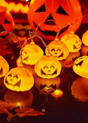 1.5M 10LED Halloween LED Light String Horror Eyeballs Pumpkin Spider Bat Skull Lamp Trick Or Treat Happy Halloween Party Decor - Riparo82