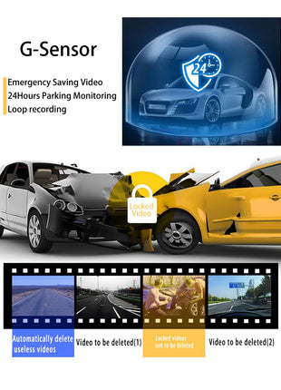 DashCam 4K for car Camera Front and Rear DVR with Reversing Touch Screen 24h Parking G-sensor with 64GB Card - Riparo82
