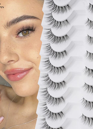 10 Pairs Faux Mink Eyelashes Handmade Natural False Eyelashes Soft Cross Messy Eye 3D Curly Eyelashes Extension Makeup Tools - Riparo82