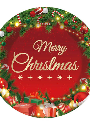 Set di stoviglie usa e getta da 10 pezzi Piatti di carta per stoviglie natalizie, bicchieri di carta, asciugamani di carta Stoviglie per decorazioni per feste di Natale - riparo82