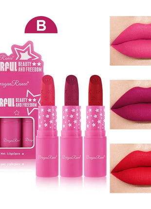 3Pcs/Box Korean Matte Lipstick Set for Women Waterproof Long-Lasting High Pigmented Lipgloss Cosmetic Beauty Makeup - Riparo82