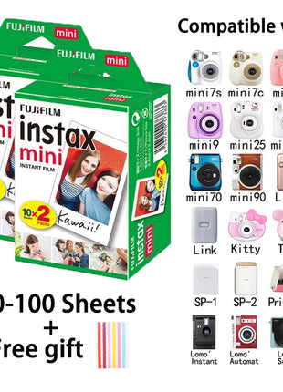 Fujifilm Instax Mini Pellicola Bordo Bianco 10 20 40 60 80 100 Fogli Per FUJI Macchina Fotografica Istantanea Mini 12/11 Mini 9 8 7s 70 EVO Link