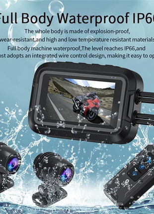 ABZZ-V9 Motorcycle Dashcam Wifi 1080P Front Rear Camera Waterproof Motorcycle Video Recorder Camera With Parking Monitor Durable - Riparo82