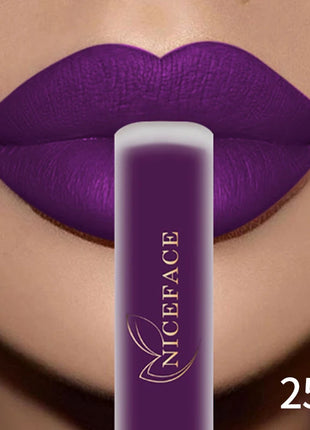 NICEFACE Nude Liquid Lipstick Ultra Matte Velvet Long Lasting Women Beauty Red Nonstick Cup Waterproof Lip Gloss Lips Cosmetics - Riparo82