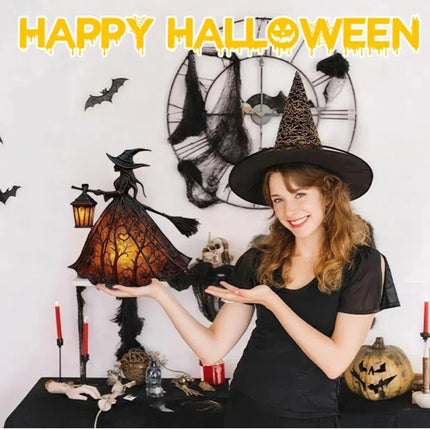 Halloween Witch Lamp Light with Glow-in-The-Dark Figurine for Bedroom Spooky Halloween Decor Indoor & Outdoor Halloween Decor
