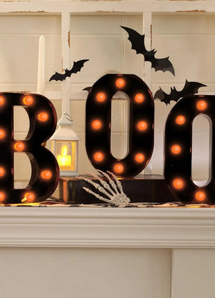 3pcs Halloween Decorative Lights 21.5CM LED Letter Lights "BOO" Halloween Ornaments for Tables Fireplaces Halloween Decoration - Riparo82