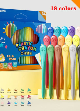12/18/24/36 Colors Non-dirty Hand Plastic Crayons Washable and Erasable Color Crayons Children’s Painting School Office Supplies - Riparo82