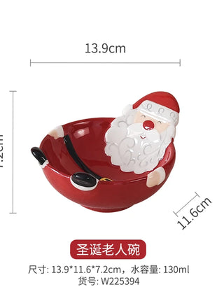 Set di piatti di Babbo Natale dipinti a mano nordici Set di stoviglie per tazze d'acqua con teiera sigillata in ceramica a rilievo rosso - riparo82